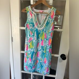 Lilly Pulitzer Harper Beach And Bae Sailboat French Terry Jersey Shift Dress XS